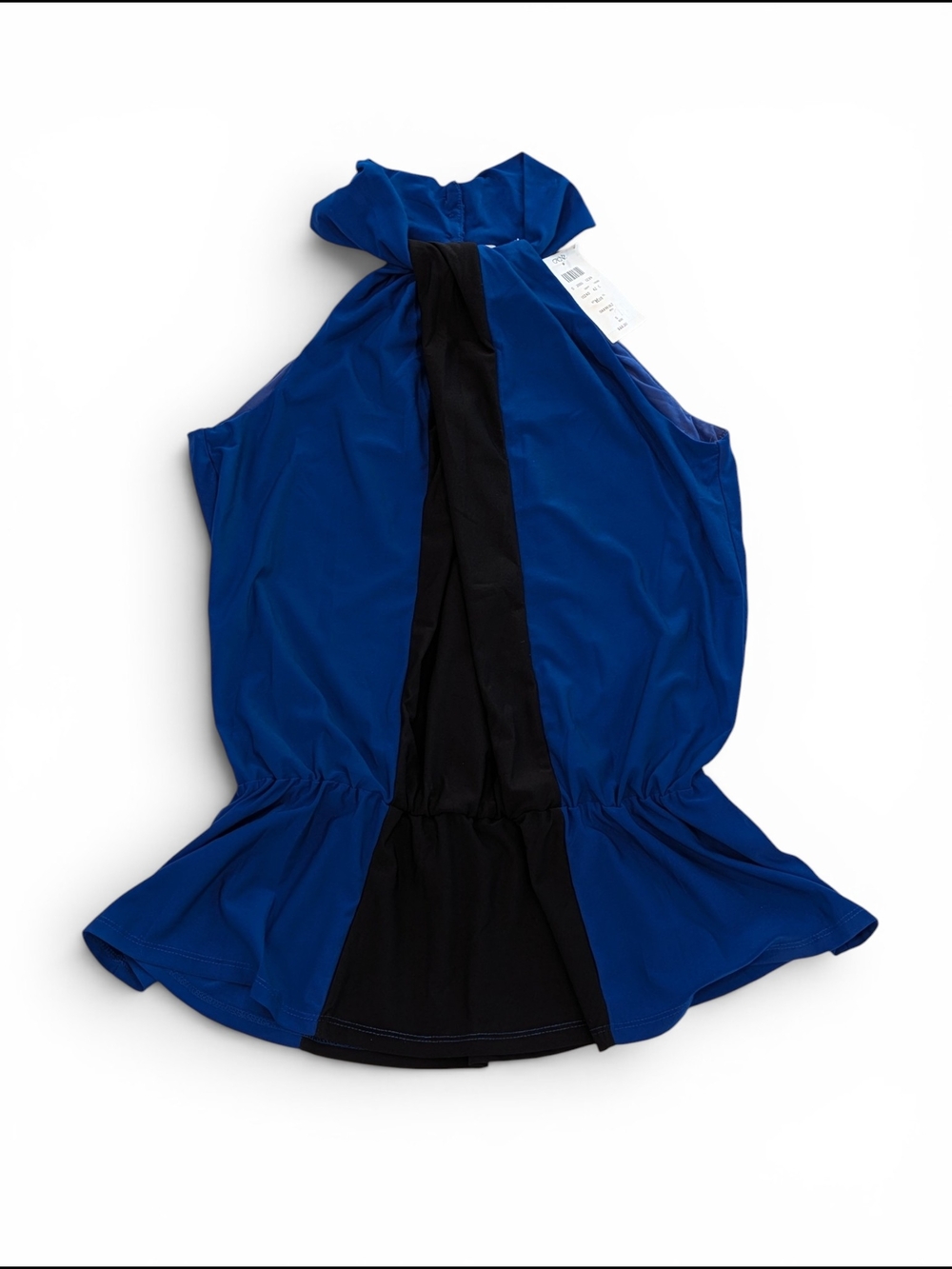 Cache Royal Blue and Black High Neck Peplum Top NWT Size S